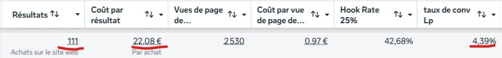 111 résultats — taux de conversion 4,39%