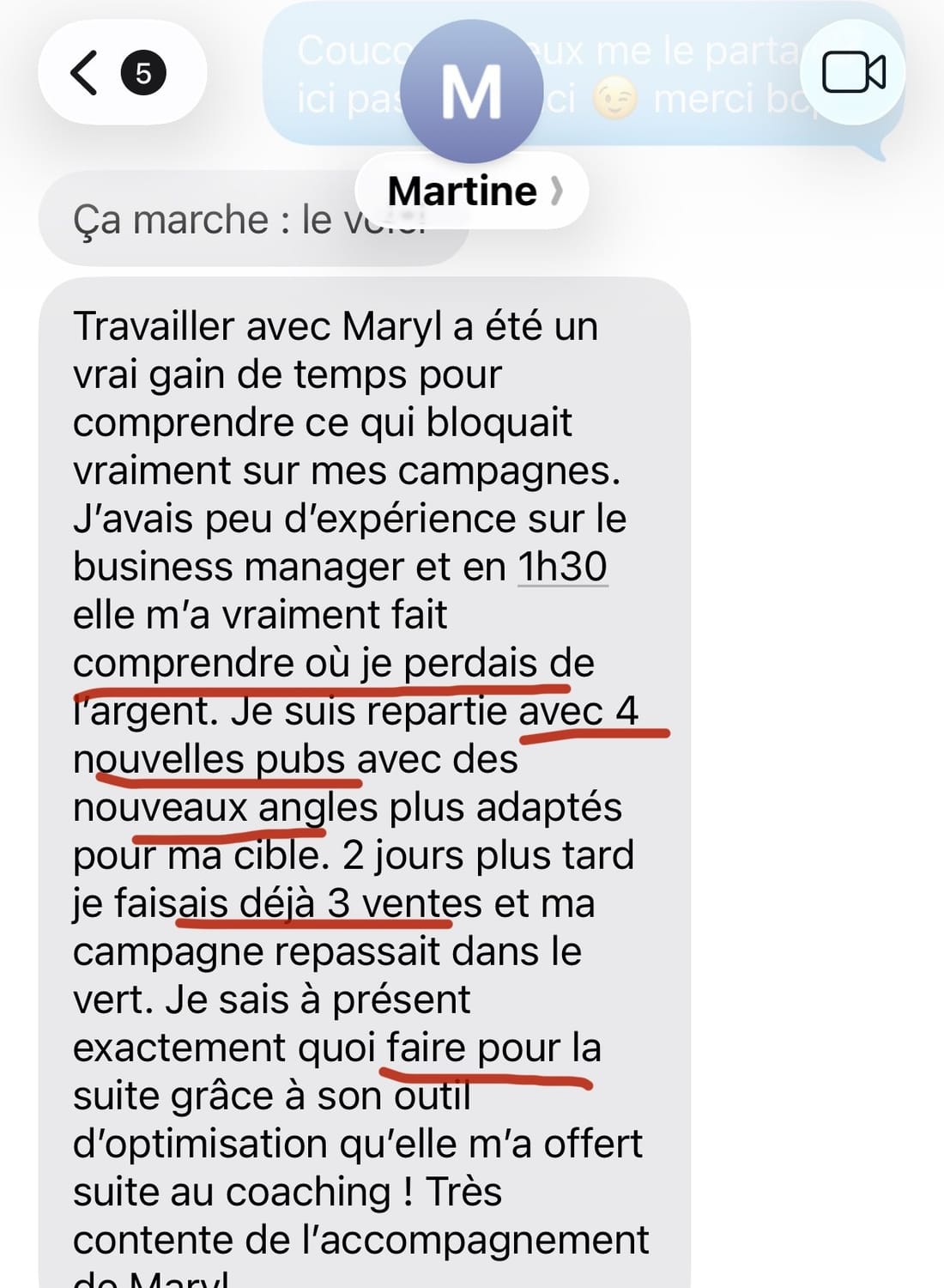Exemple de résultats d'accompagnement Meta Ads
