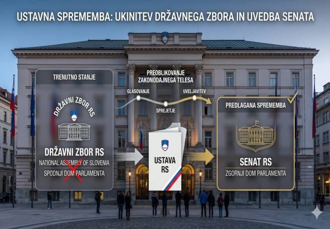 Infografika ustavne reforme: ukinitev Državnega zbora in uvedba senata RS.
