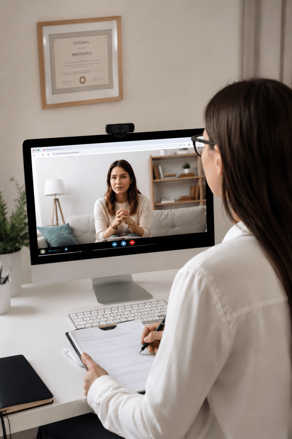 Profesional de la salud participando en un taller online
