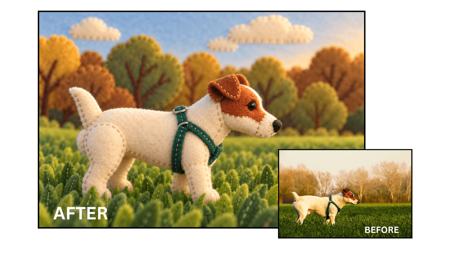 Before and after image transformation