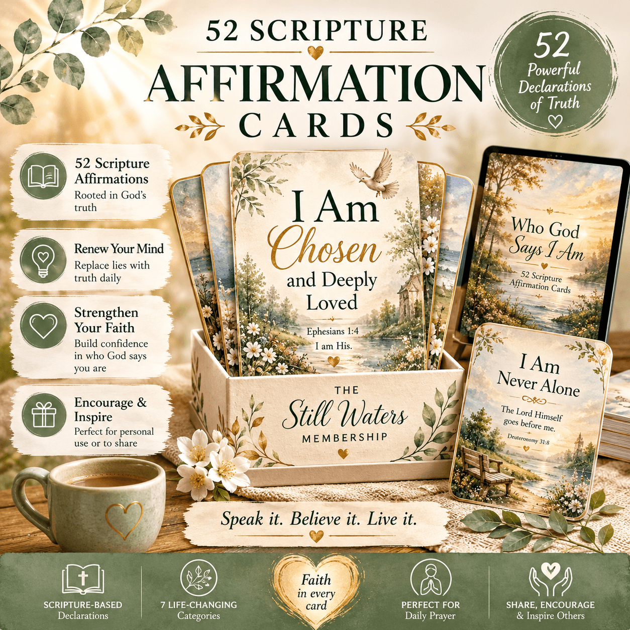 Who God Says I Am scripture card deck from The Still Waters Membership