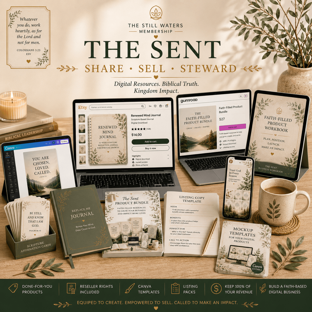 The Sent free resource, Christian Digital Product Starter Kit