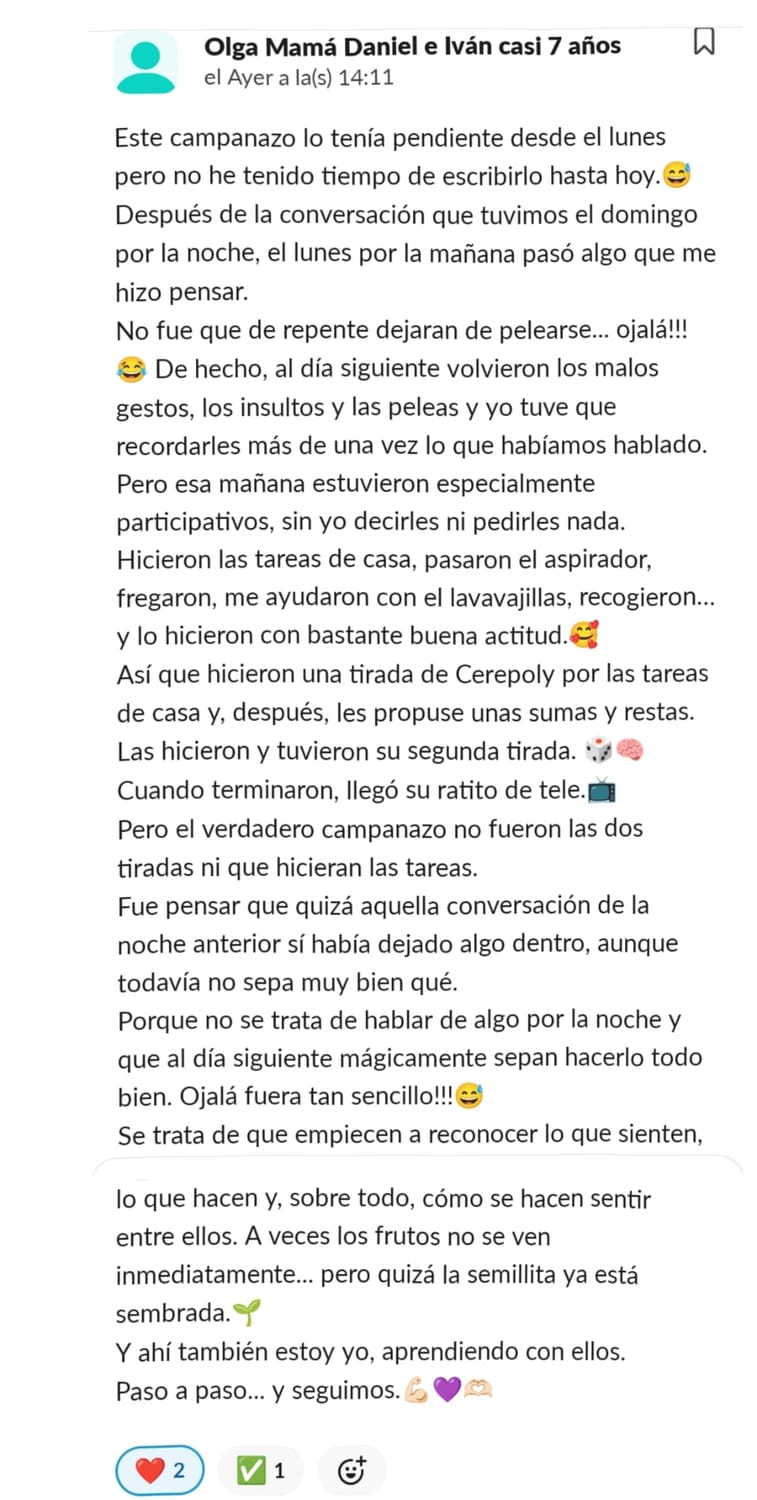 Mensaje de una familia de Cerebritos