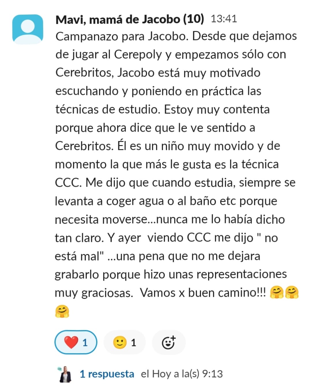 Mensaje de una familia de Cerebritos