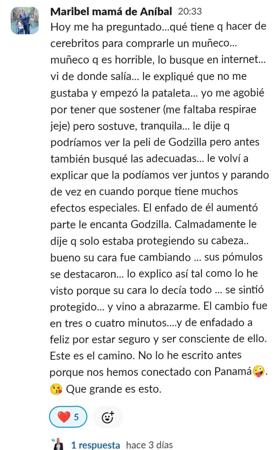 Mensaje de una familia de Cerebritos