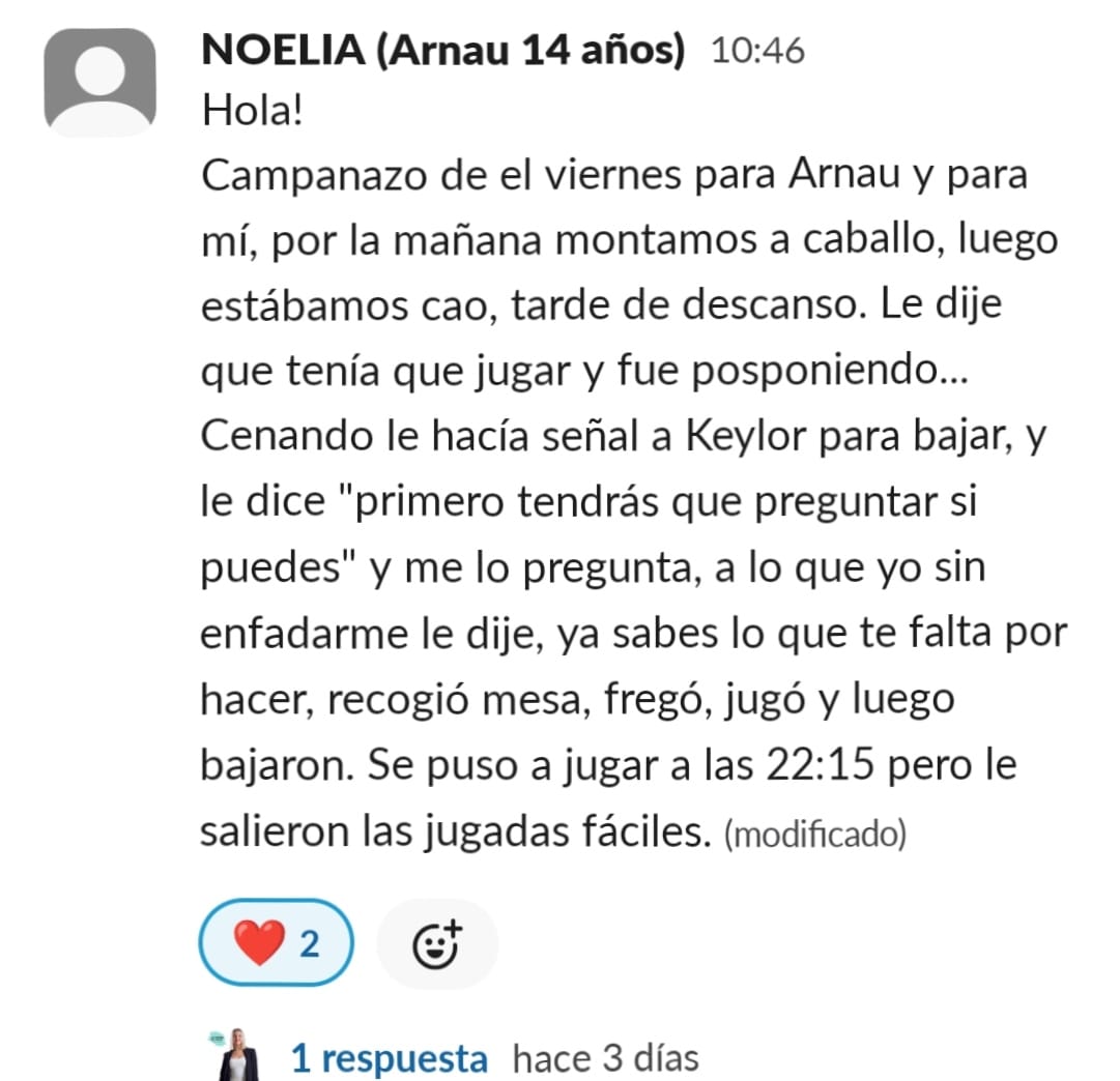 Mensaje de una familia de Cerebritos