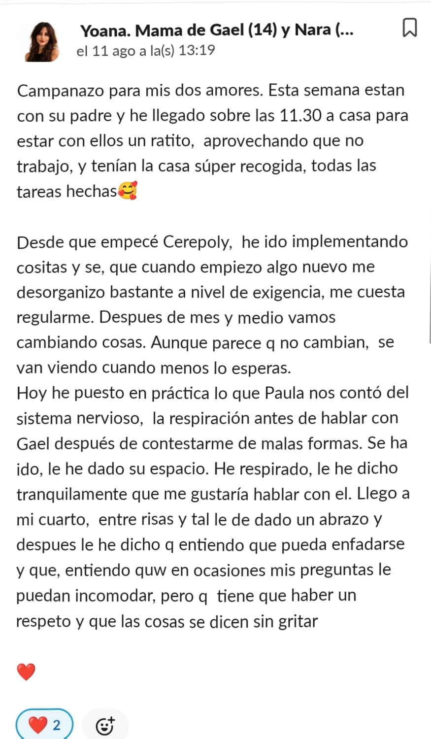 Mensaje de una familia de Cerebritos