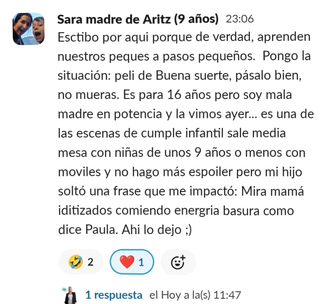 Mensaje de una familia de Cerebritos