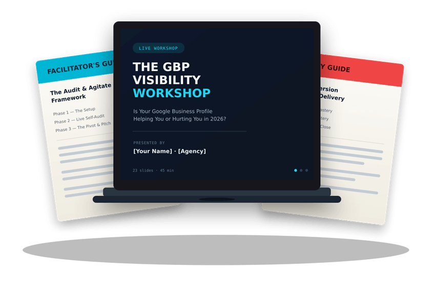 The GBP Visibility Workshop in a box, presentation deck plus two facilitator guides