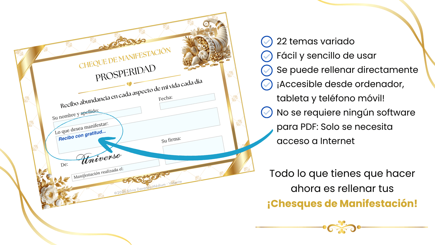 Vista previa — 22 Cheques de Manifestación Temáticos