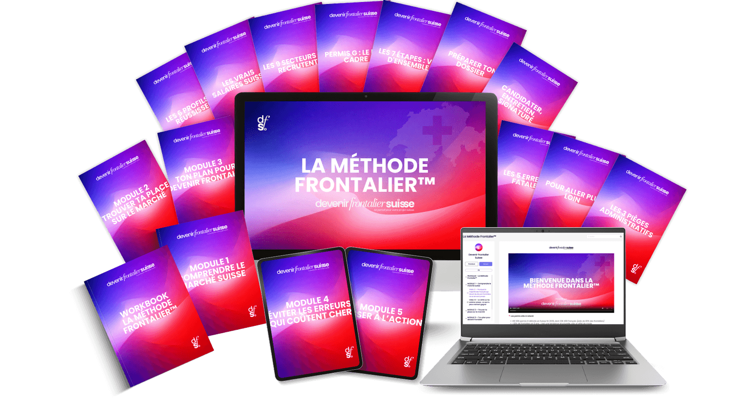 Mockup La Méthode Frontalier — Devenir Frontalier Suisse