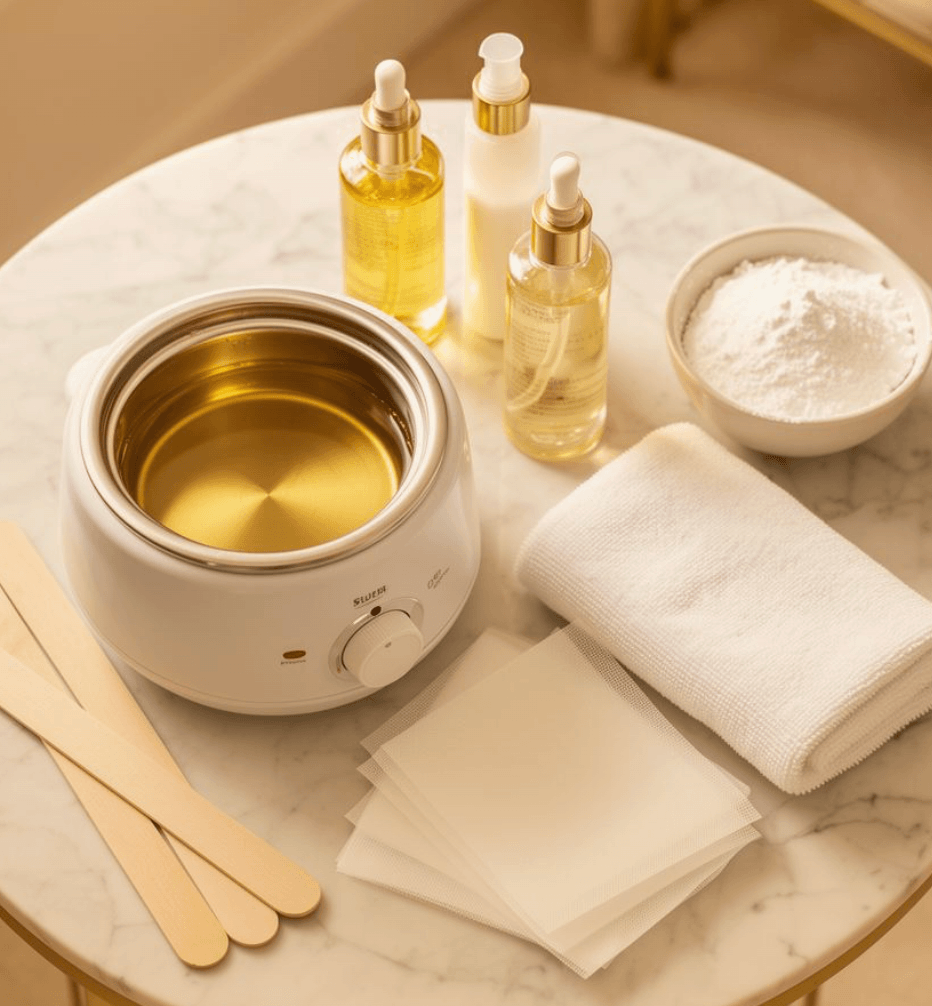 Kit de depilación profesional con olla de cera y materiales básicos