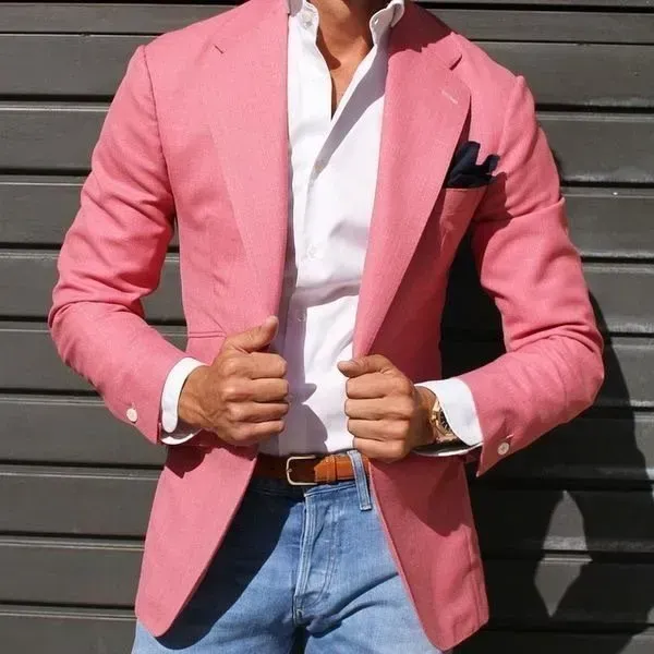 Denim with a soft blush jacket