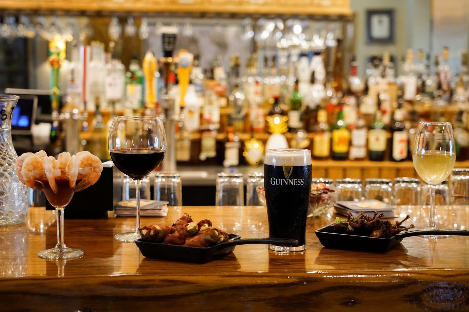 Drinks and appetizers at the bar