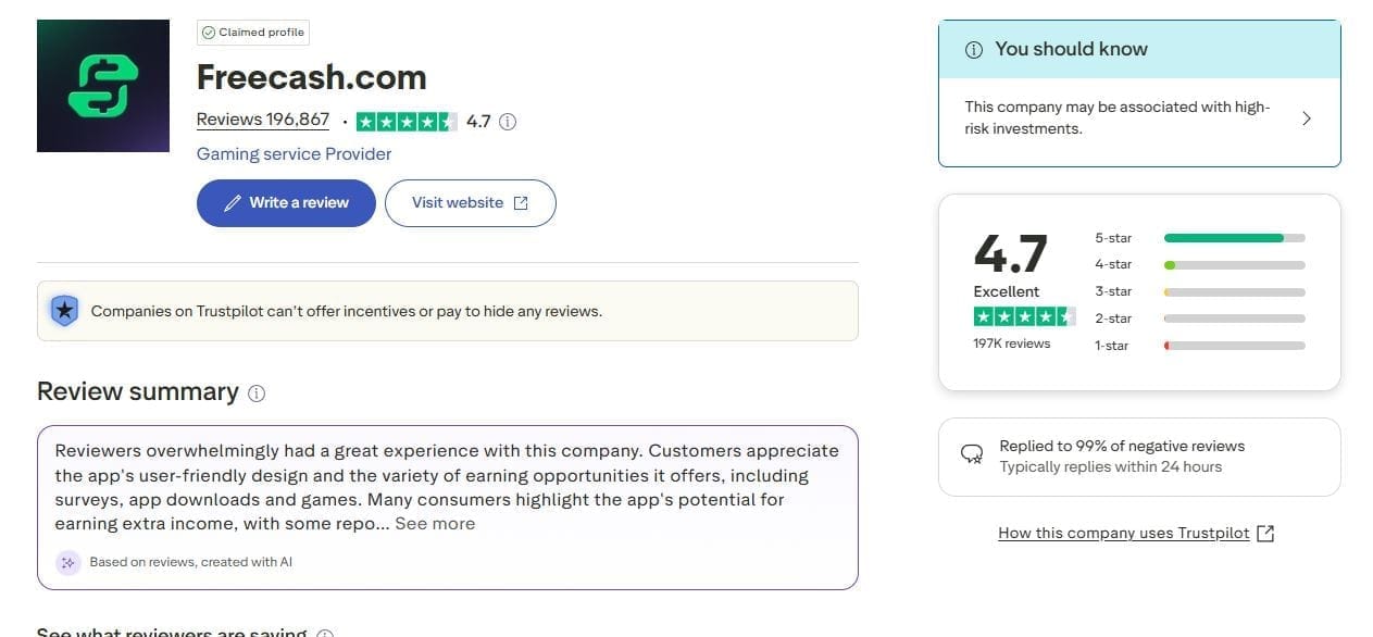 is freecash legit - freecash reviews trustpilot