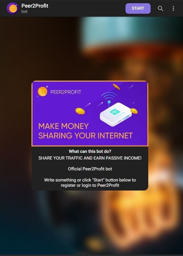 peer2profit - get paid to share your internet - telegram view
