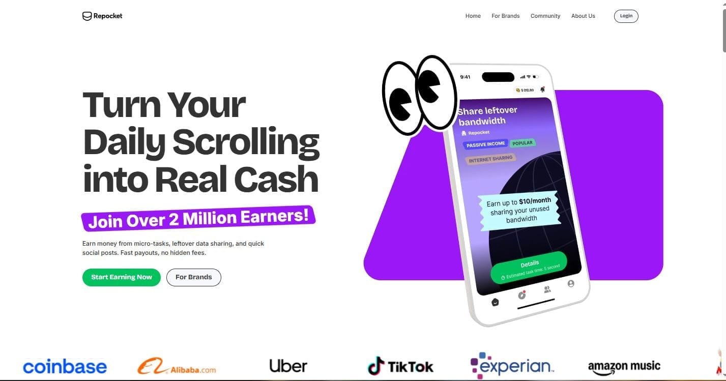 repocket - get paid to scroll and share your wifi