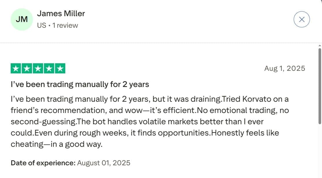 Korvato AI reviews - korvato better than manual trading - miller review