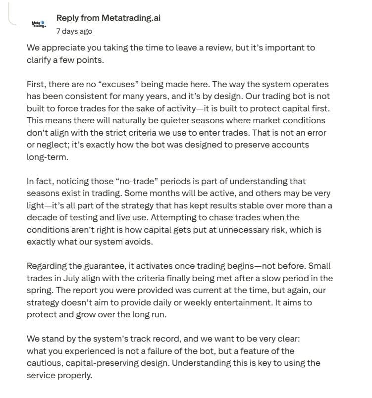 metatrading ai reviews on trustpilot - replies for metatrading.ai complains