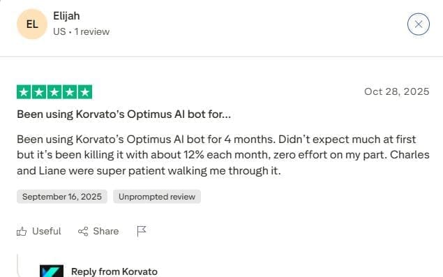 Everyone can use korvato to grow passive income, even this nurse - trustpilot review
