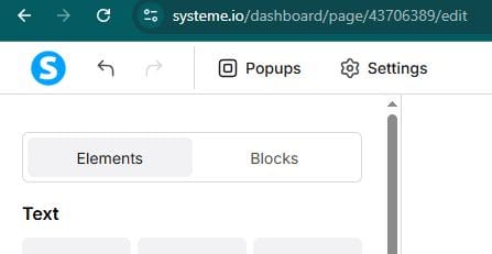 open the systeme io website editor