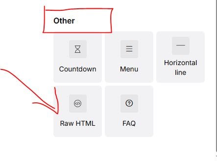 add the raw html element to your website - this is where you will paste the code for your new table