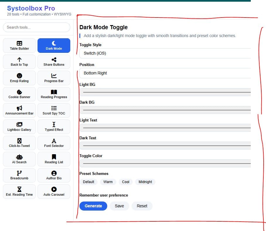 systeme io dark mode panel settings