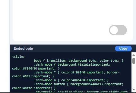 dark mode systeme io embed code section