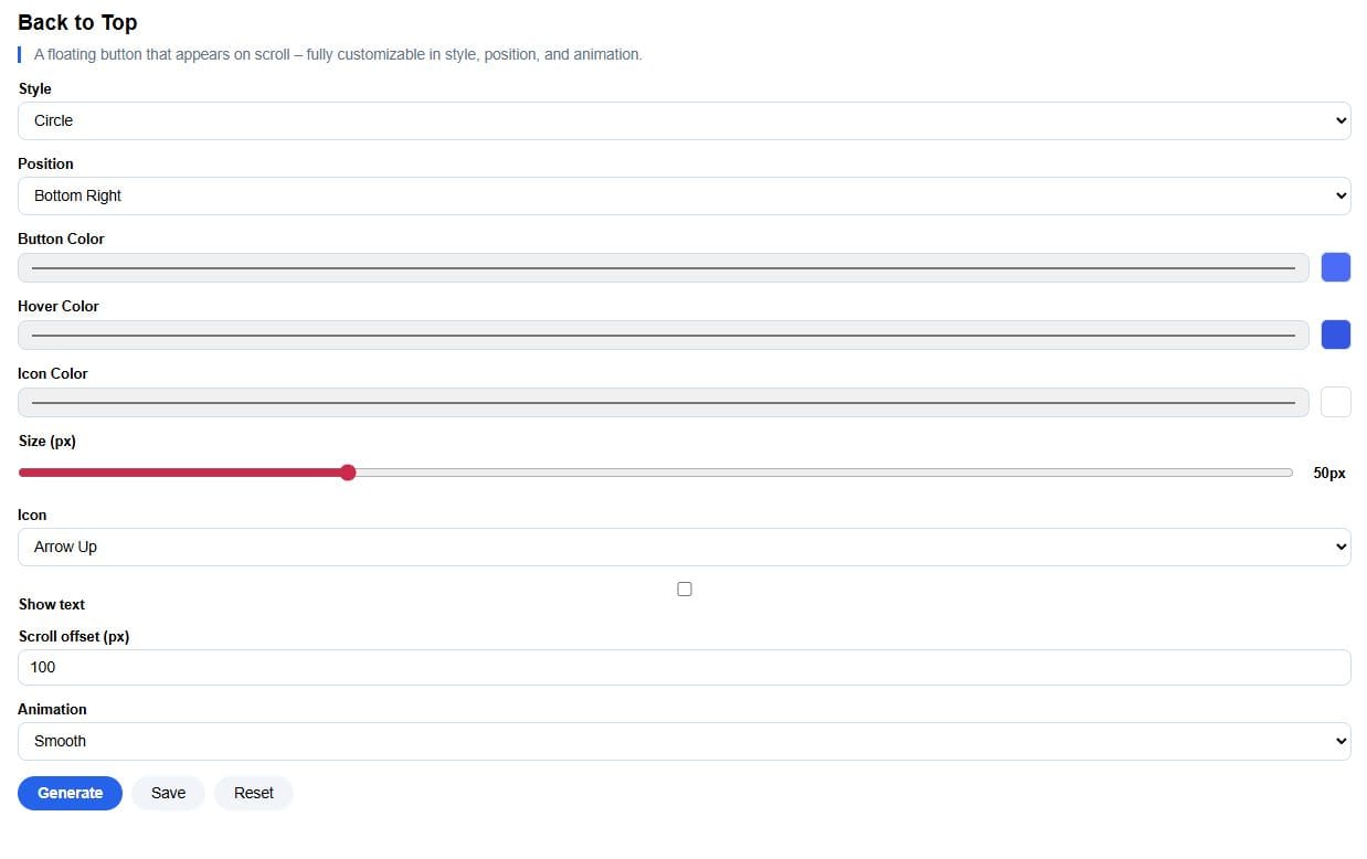 systeme io back to top button panel settings