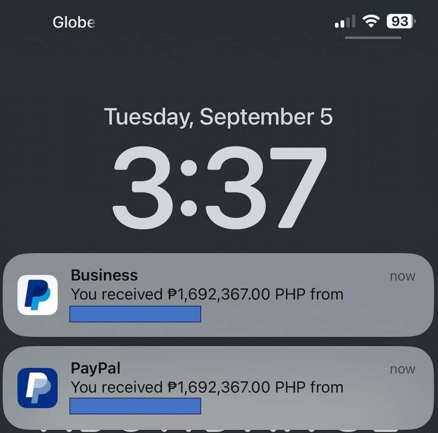 PayPal payment screenshot — 1.6M