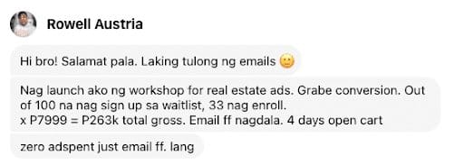 Rowell Austria — PHP 263,000 in sales