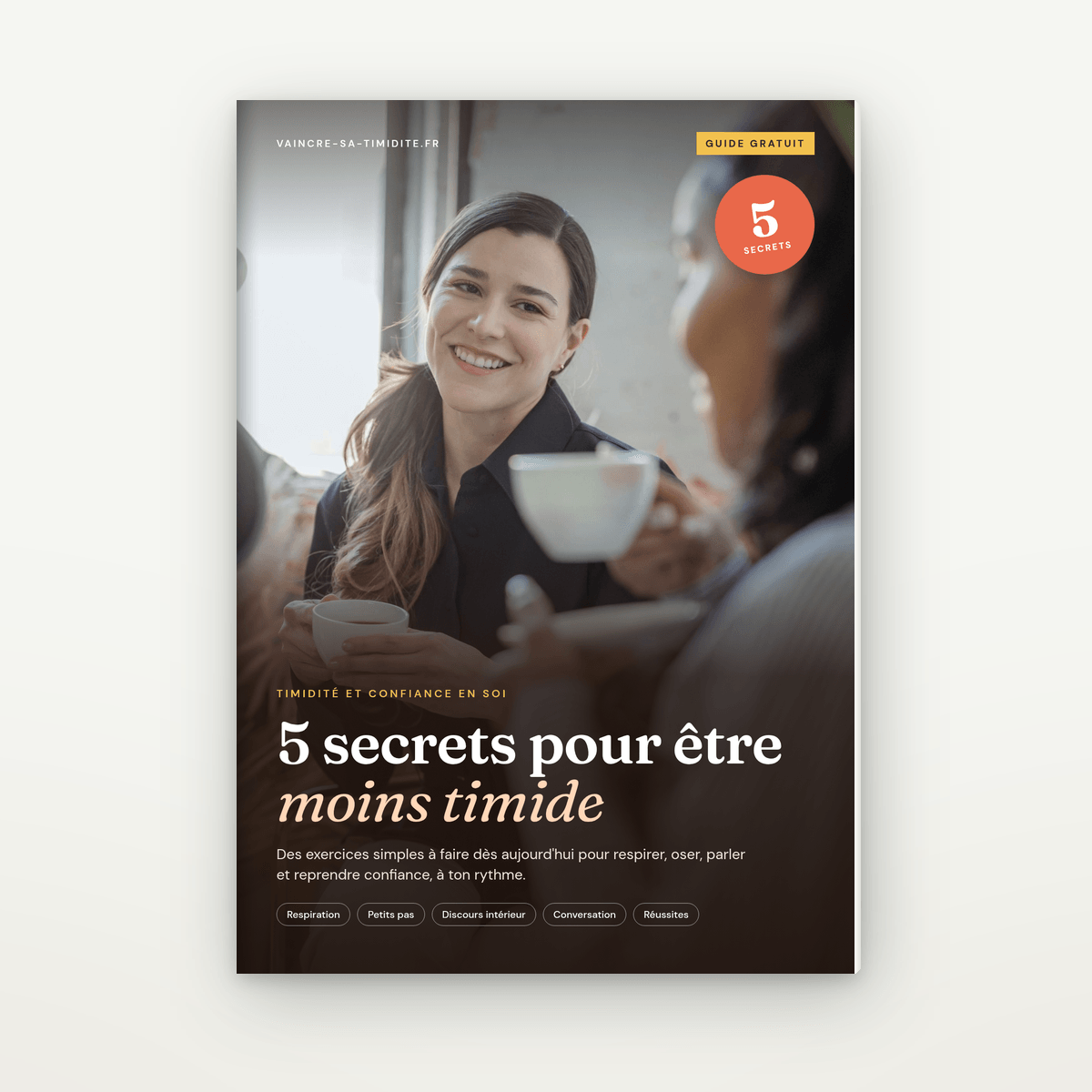 Couverture du guide « 5 secrets pour être moins timide »