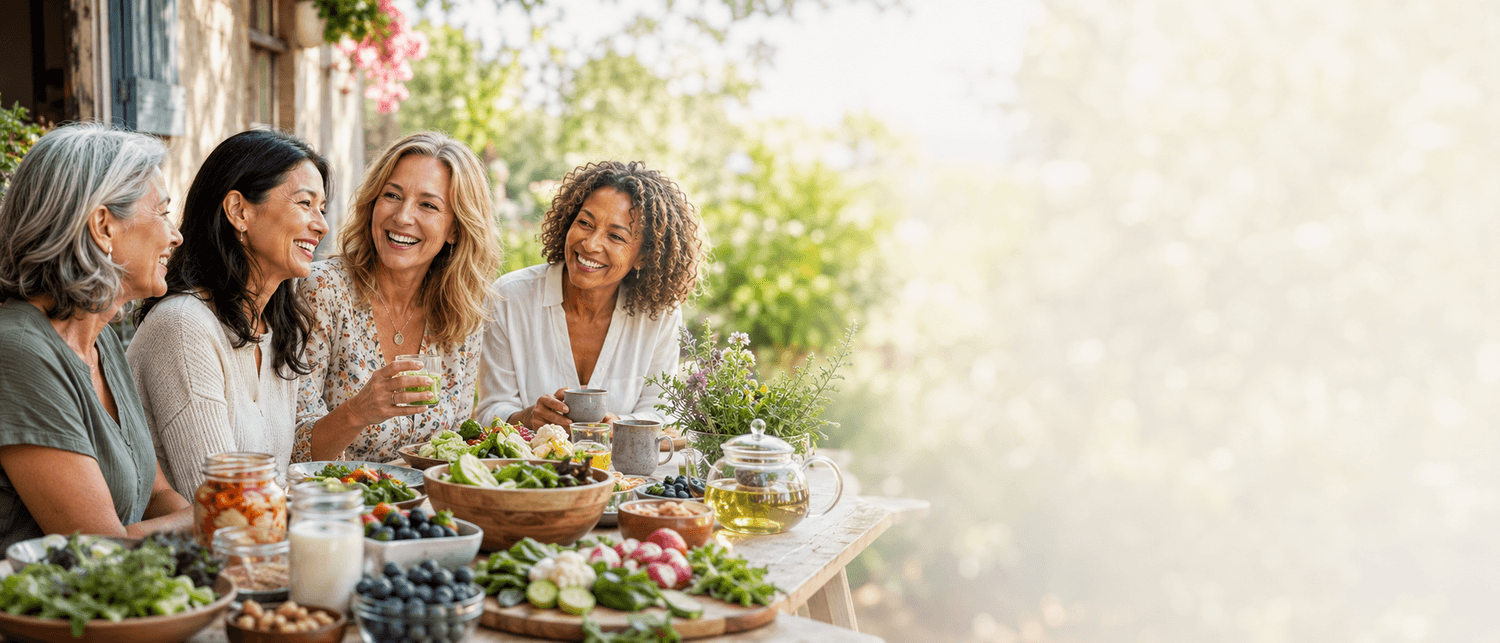 Women enjoying a healthy meal together