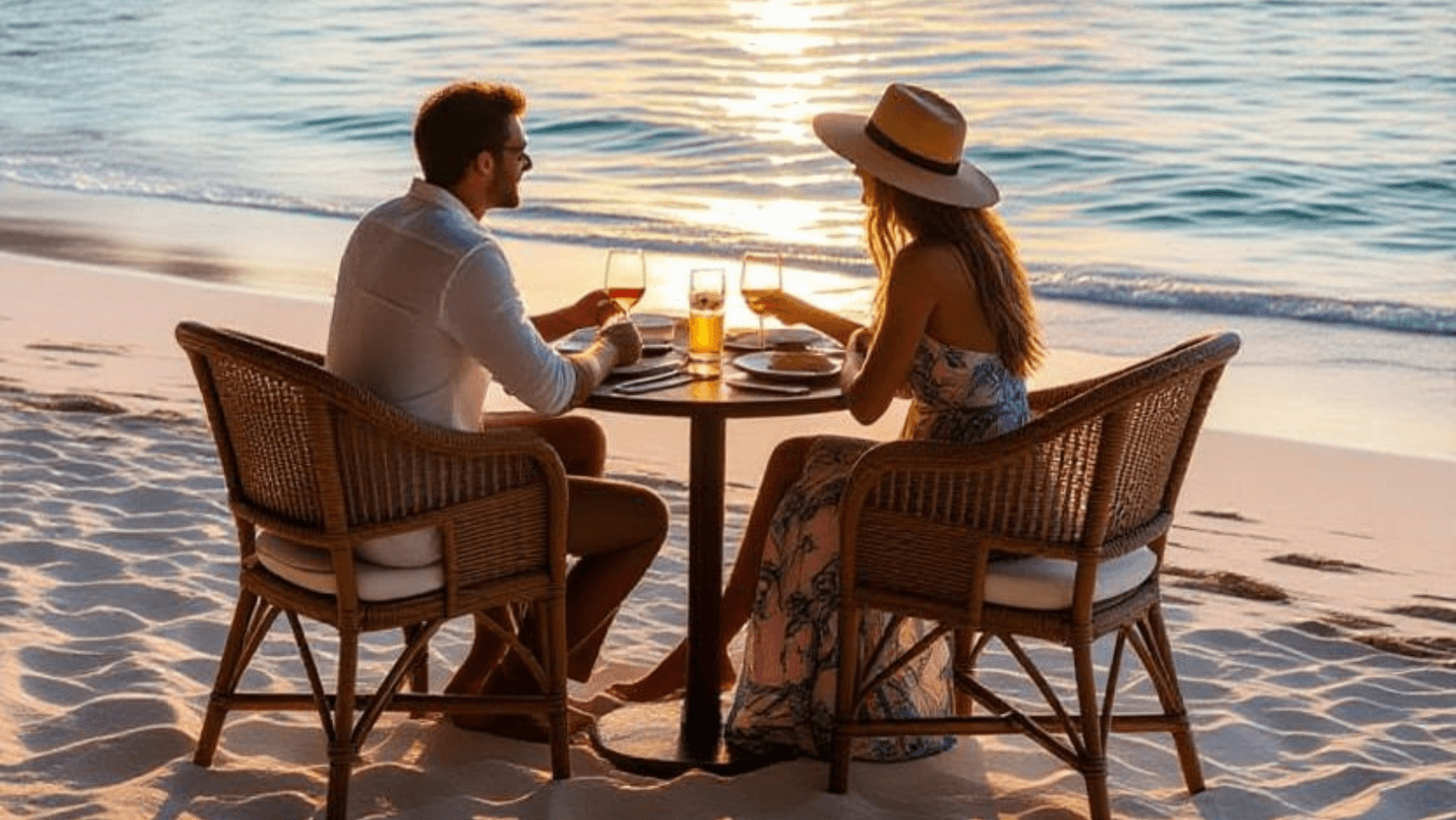 Turquoise bay, green hills, and colourful Caribbean village