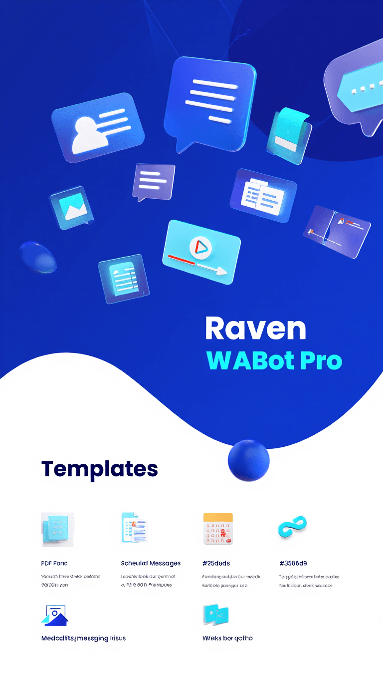 Utiliza varios formatos multimedia Envia textos Crea plantillas con mensajes predeterminados y súbelos a tu WABot, o redacta tu copy y agrégalo a tu batería de mensajes programados. Adjunta imagenes, pdf, doc, links, etc. Con Raven WABot Pro puedes adjuntar imágenes, videos, pdf, links, etc a cada uno de tus mensajes. Envia videos Puedes enviar videos cortos promocionales adjunto a tu mensaje de texto.