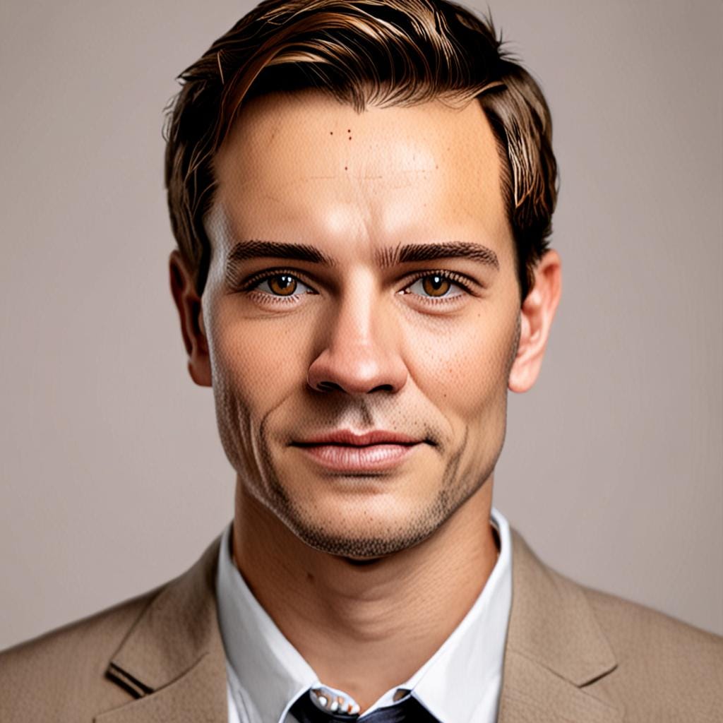 Man with light brown hair, neutral expression