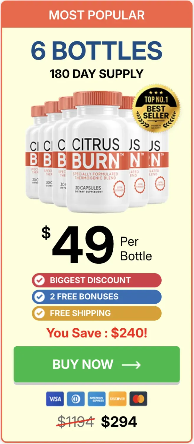 Citrus Burn 6 Bottle price table