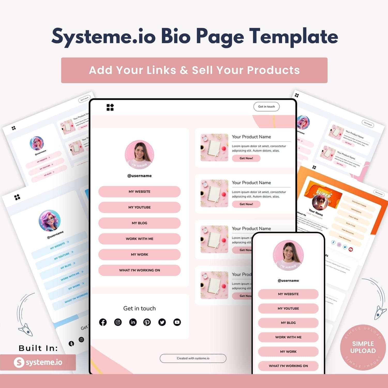 5 Bio Page Template Built in Systeme.io