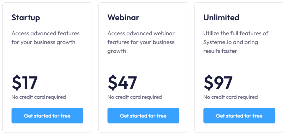 Systeme.io Pricing Plans