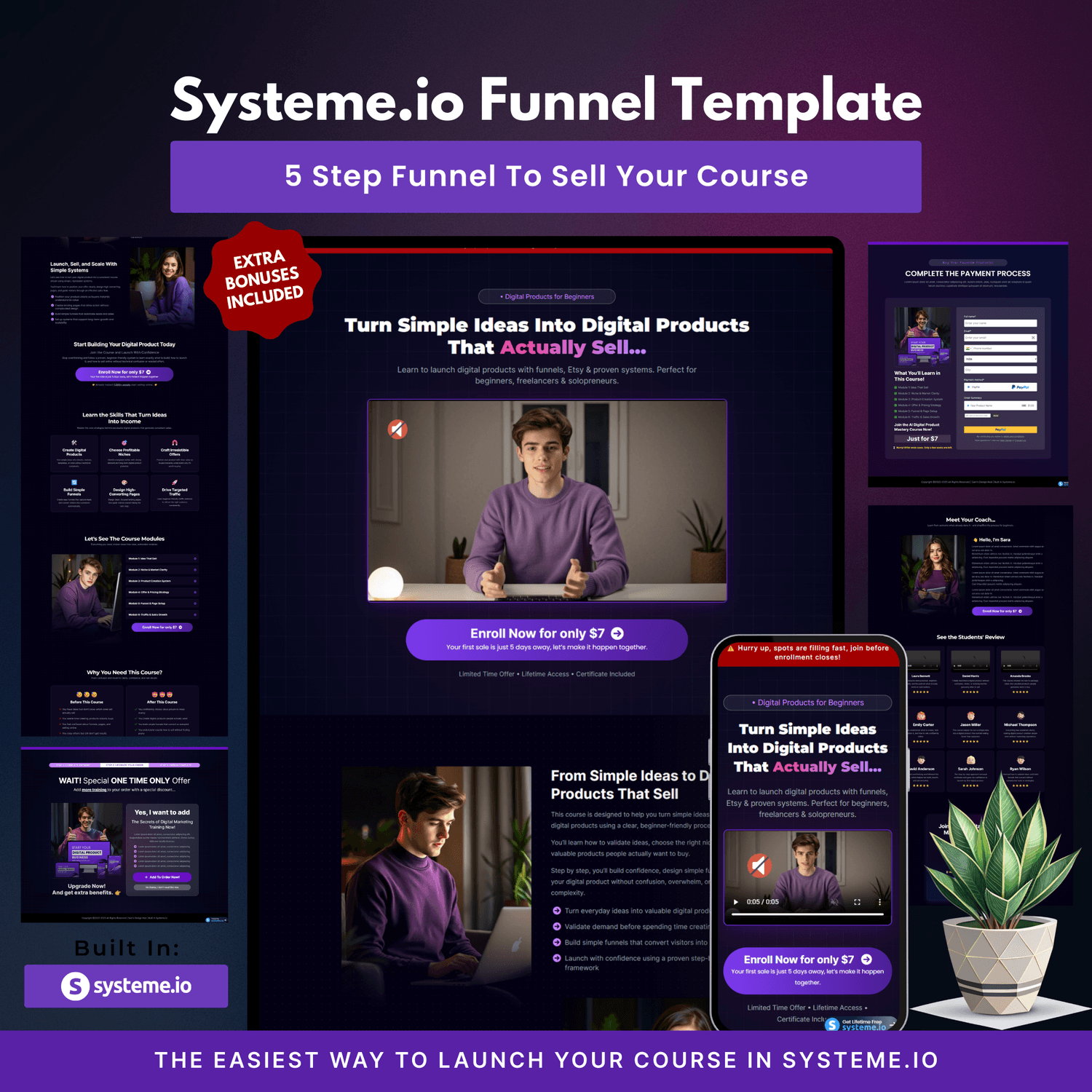 Systeme.io Course Funnel Template | 5-Page Funnel