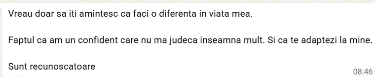 Mesaj primit de la o participanta
