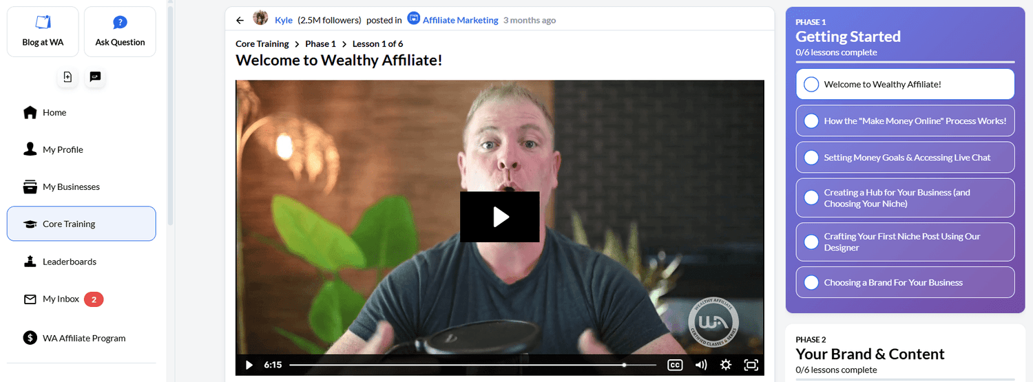 Wealthy Affiliate affiliate marketing system 