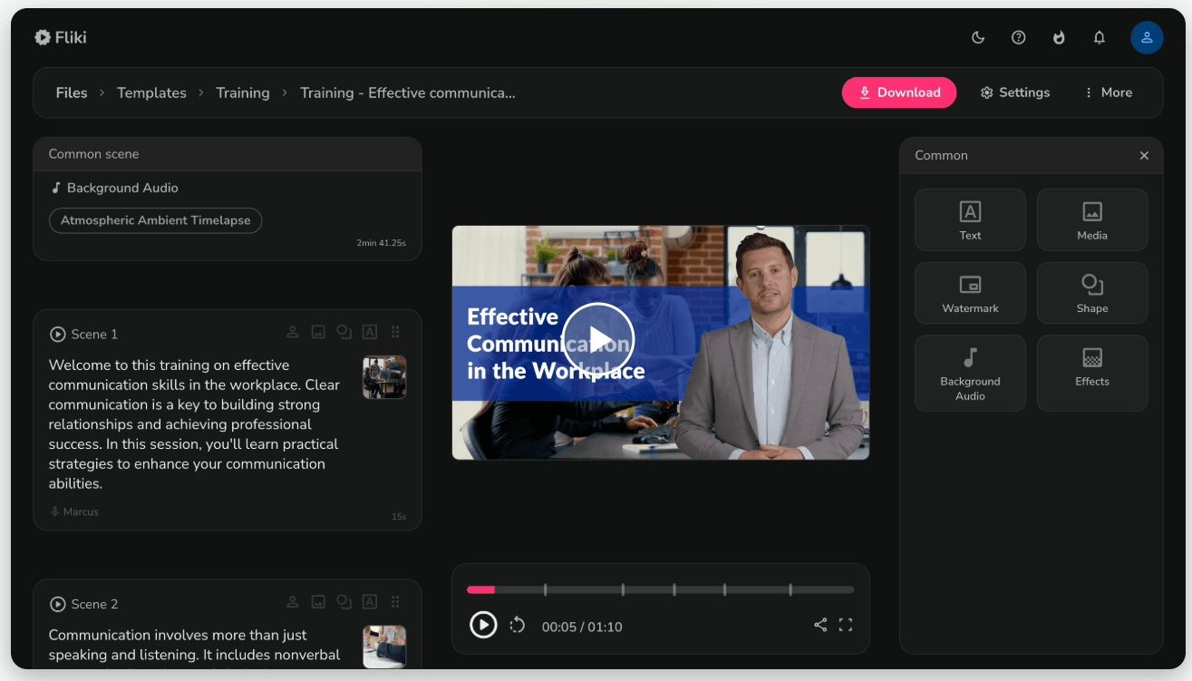 Fliki Website Dashboard