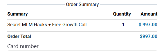 Secret MLM Hacks Order Page