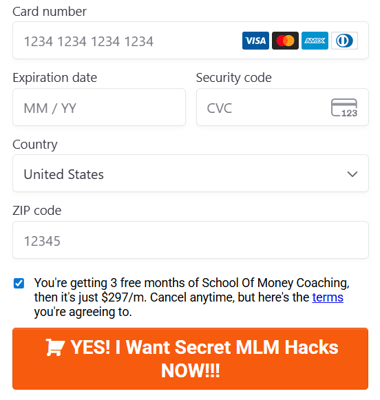 Secret MLM Hacks Order Page