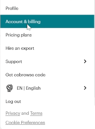 How to cancel Mailchimp Step 2