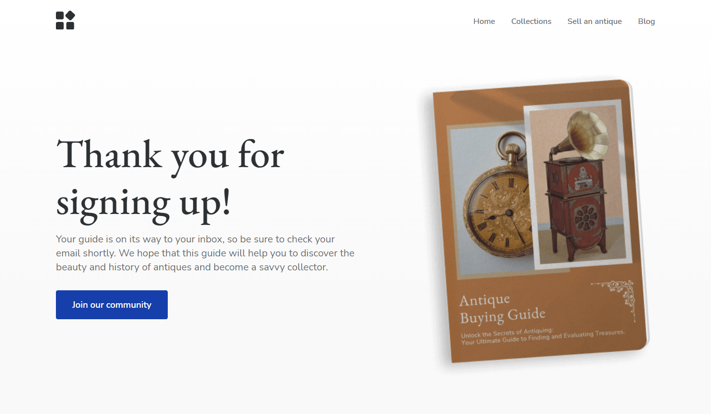 Systeme.io thank you page template preview