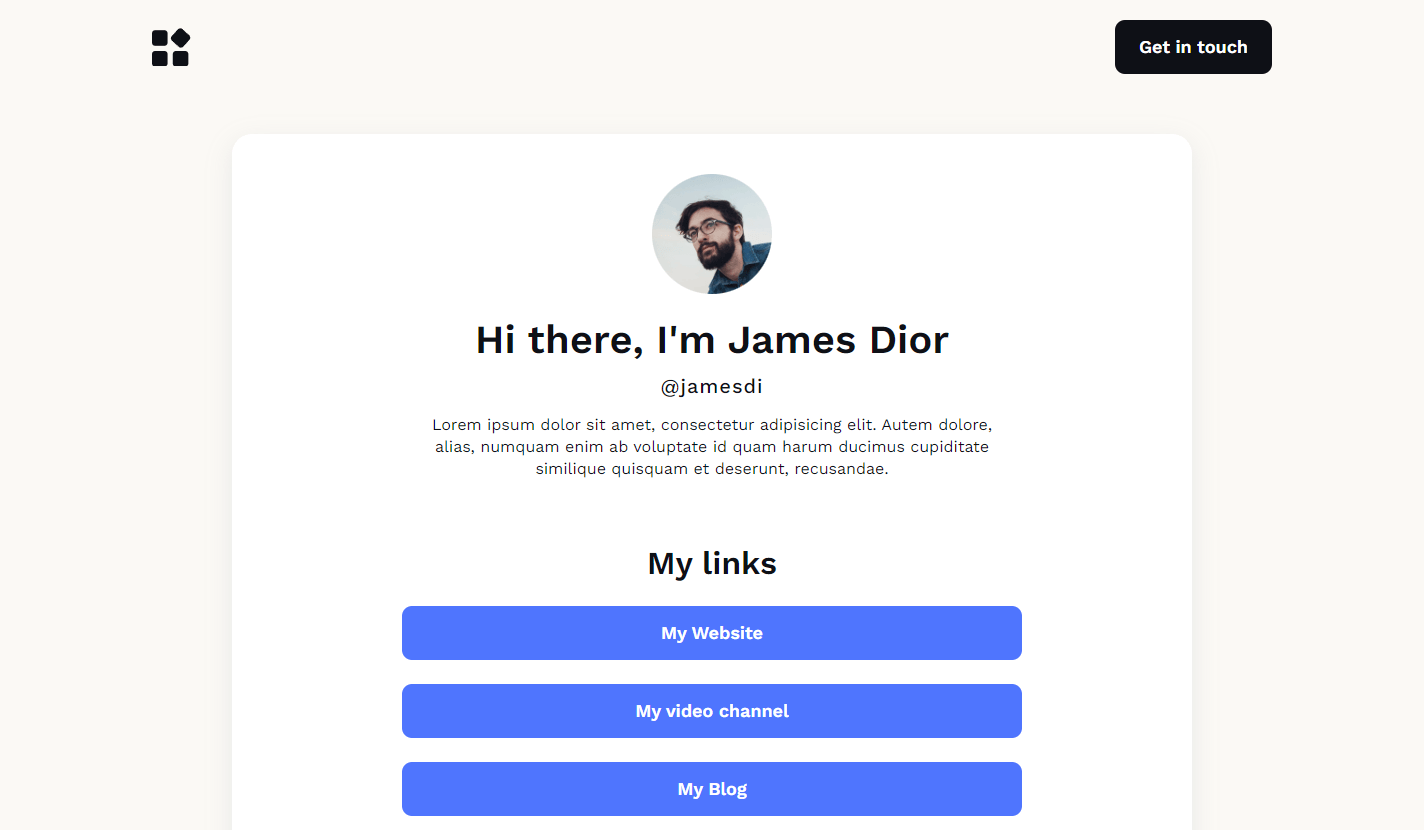 Systeme.io link in bio landing page template preview