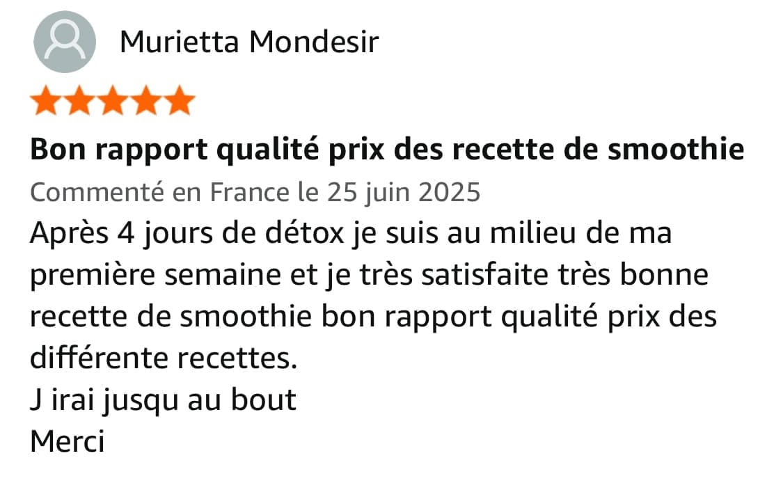Avis Challenge Happy Smoothie - Témoignage client Facebook et résultats après 21 jours